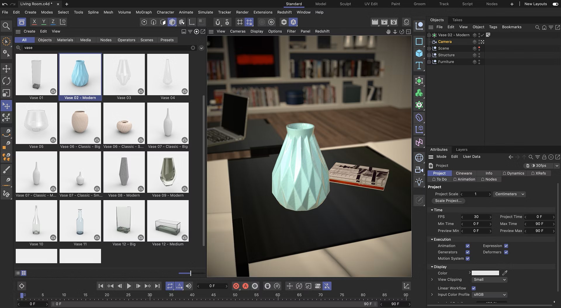 3D knihovna (Asset browser)