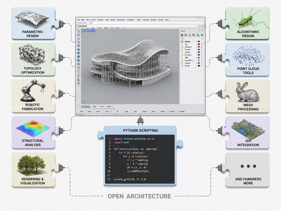 Otevřená architektura a Python v Rhinu
